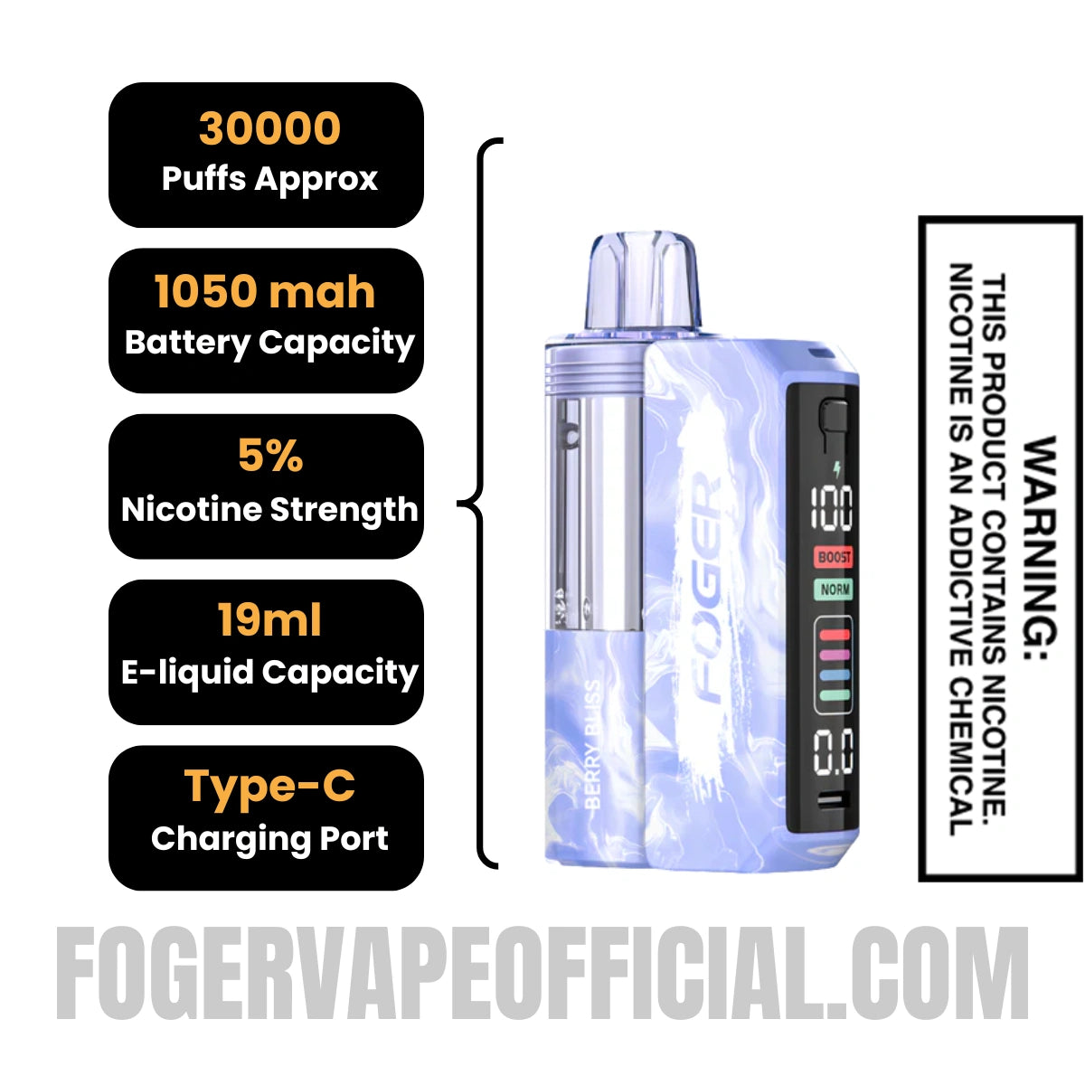 Berry Bliss Foger Switch Pro 30K Disposable Vape Kit Specifications Berry Bliss Foger Switch Pro 30K Disposable Vape Kit Specifications