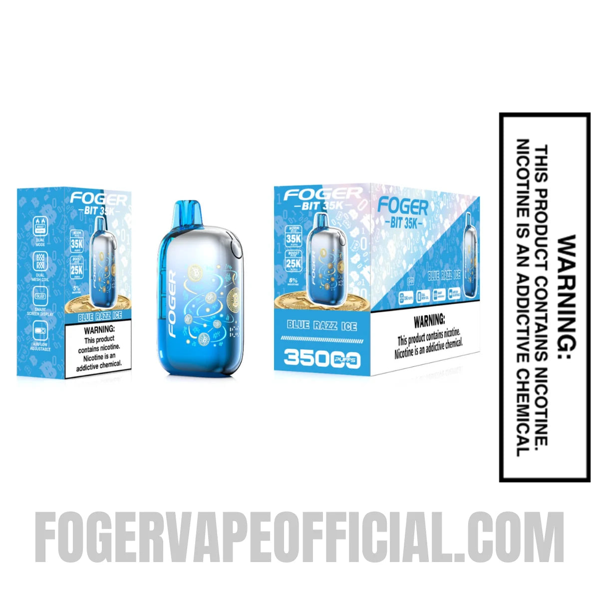 Blue Razz Ice Foger Bit 35K Disposable Vape Blue Razz Ice Foger Bit 35K Disposable Vape