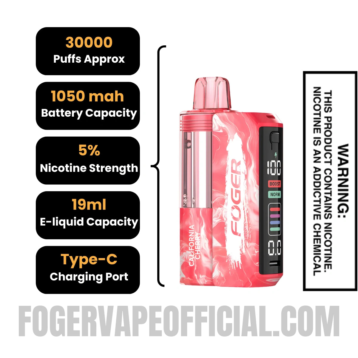 California Cherry Foger Switch Pro 30K Disposable Vape Kit Specifications California Cherry Foger Switch Pro 30K Disposable Vape Kit Specifications