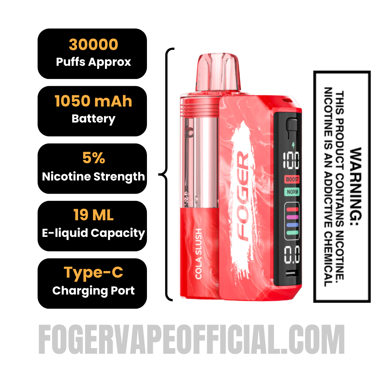 Cola Slush Foger Switch Pro Vape Kit 30K Puffs Cola Slush Foger Switch Pro Vape Kit 30K Puffs
