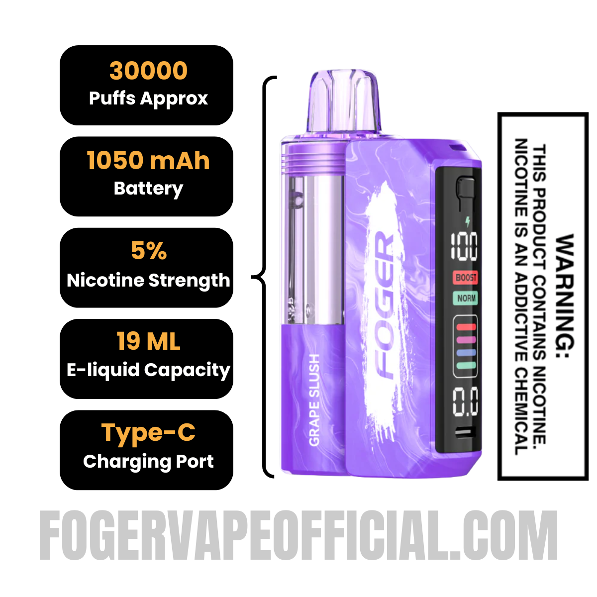 Grape Slush Foger Switch Pro Vape Kit 30K Puffs Grape Slush Foger Switch Pro Vape Kit 30K Puffs
