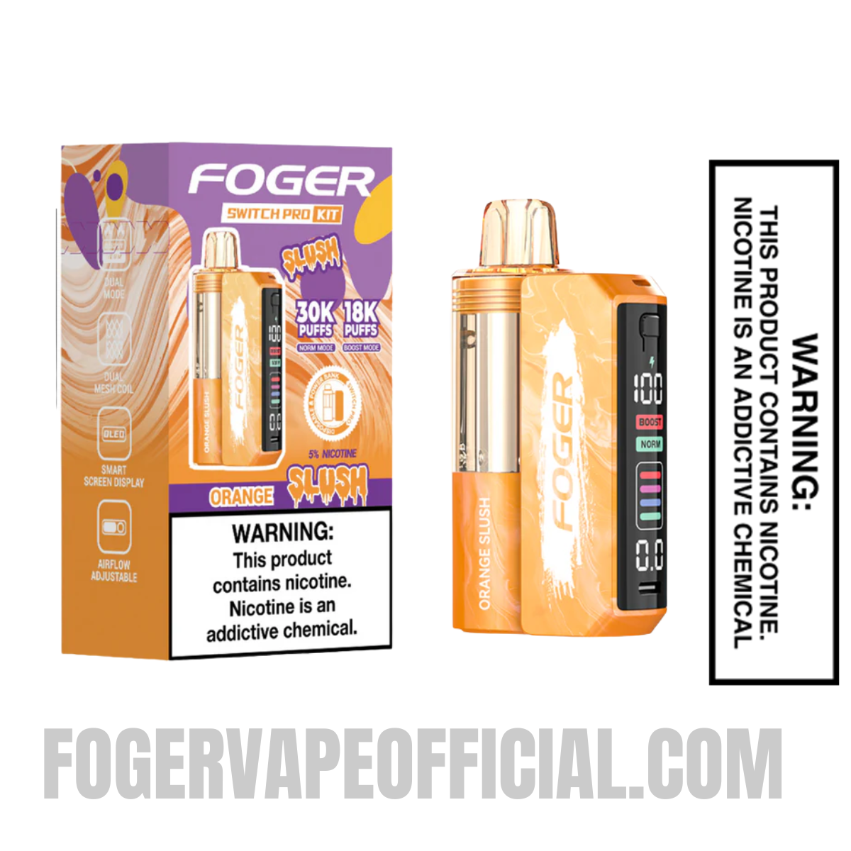 Orange Slush Foger Switch Pro Vape Kit 30K Puffs Orange Slush Foger Switch Pro Vape Kit 30K Puffs