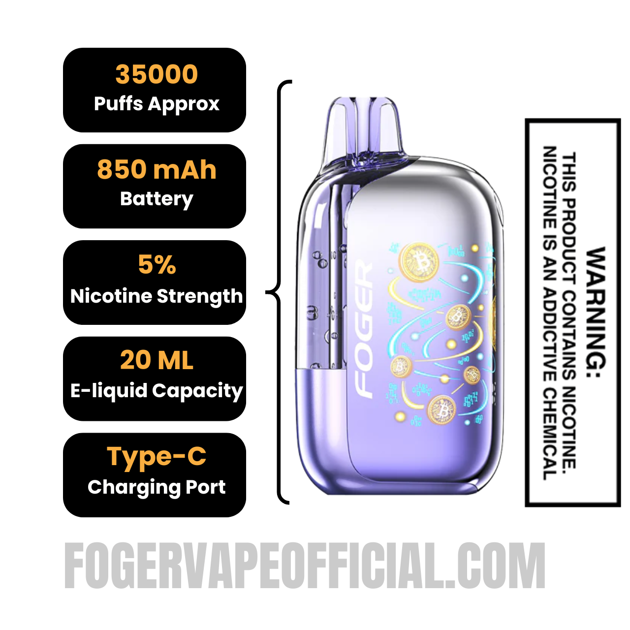 White Peach Raspberry Foger Bit 35K Disposable Vape White Peach Raspberry Foger Bit 35K Disposable Vape