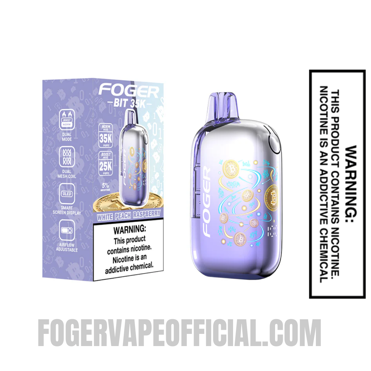 White Peach Raspberry Foger Bit 35K Disposable Vape White Peach Raspberry Foger Bit 35K Disposable Vape