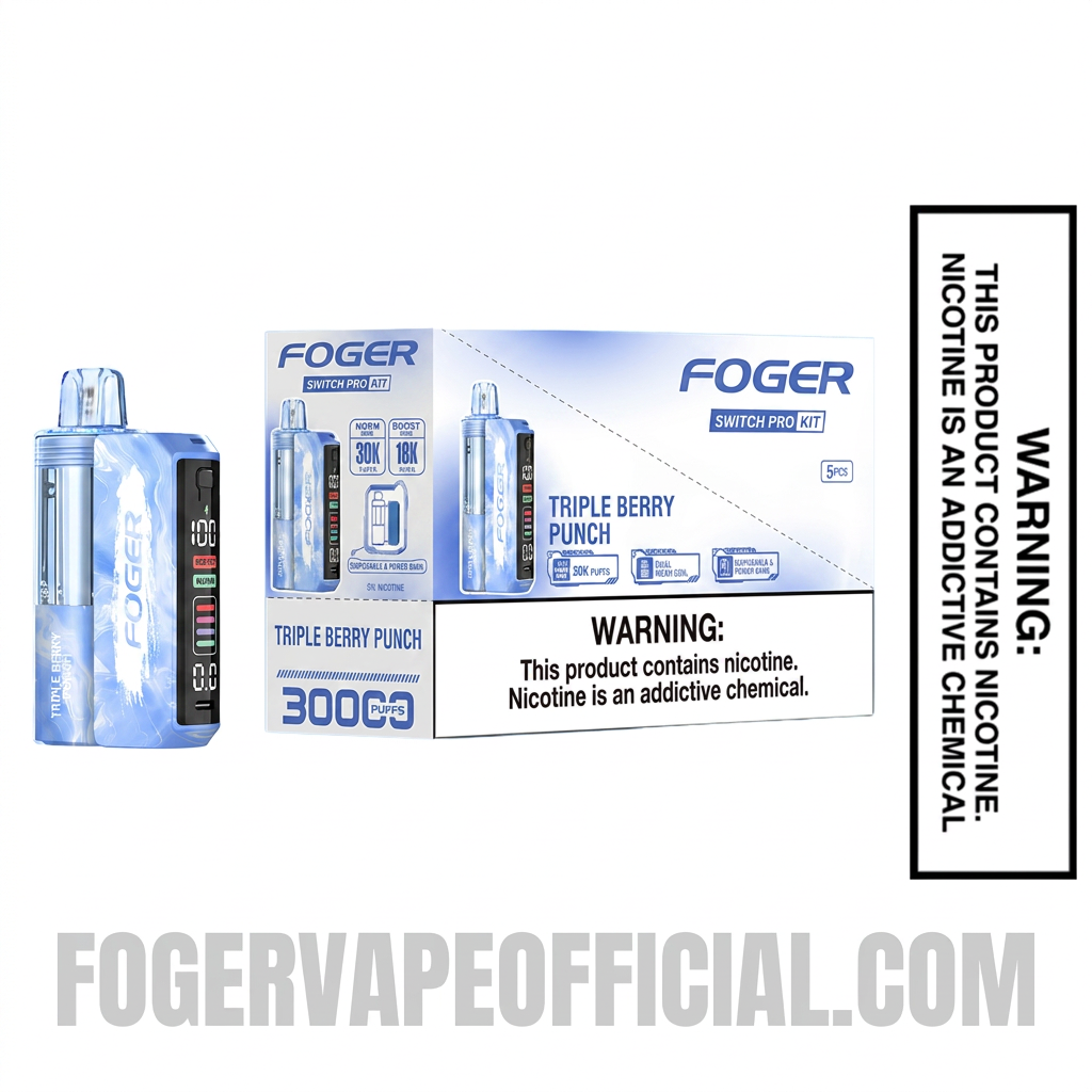 Triple Berry Punch Foger Switch Pro 30K Disposable Vape Kit With Bundle Box Triple Berry Punch Foger Switch Pro 30K Disposable Vape Kit With Bundle Box