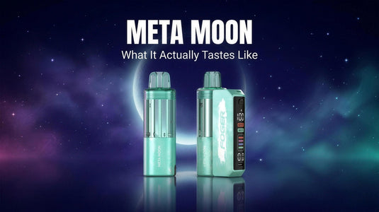 Meta Moon Foger Switch Pro pod and kit on a cosmic purple background with a crescent moon