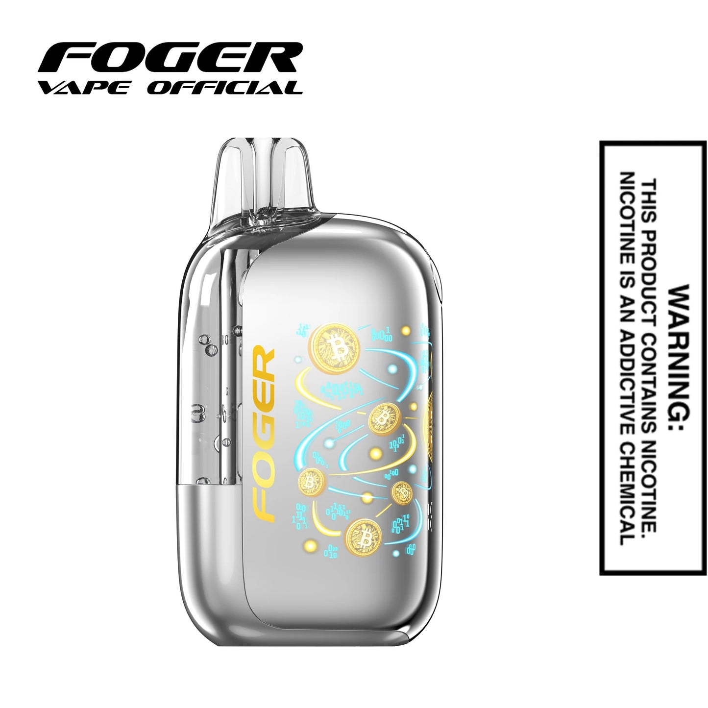 Front view of the Blackberry Blueberry Freezer Jam Foger Bit 35K disposable vape showing the clear tank and smart screen