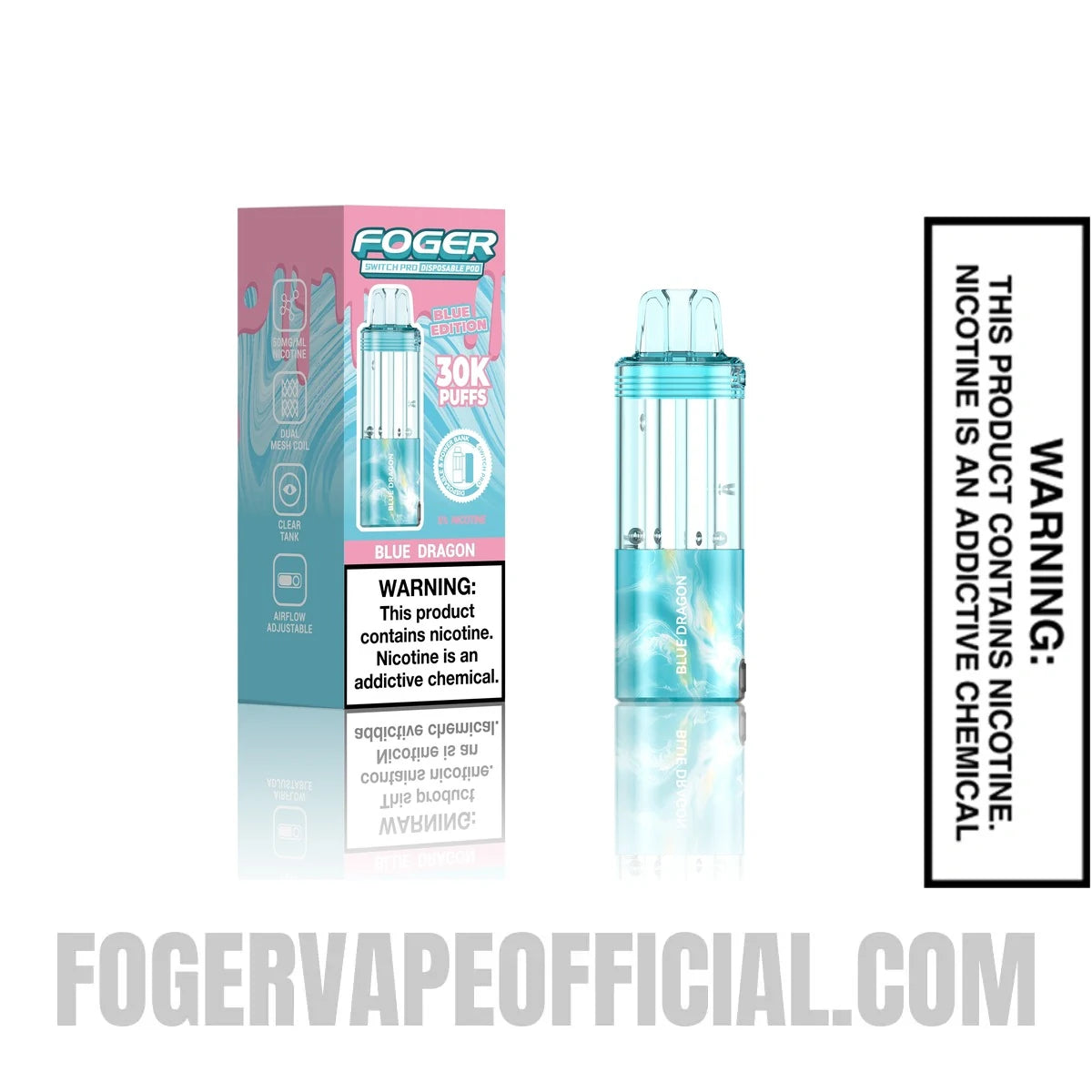 Blue Dragon Foger Switch Pro Disposable Pod with retail packaging