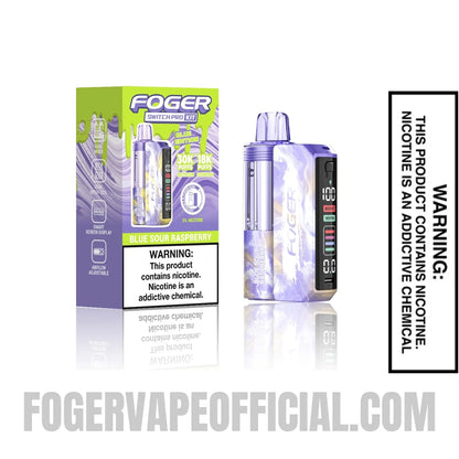 Blue Sour Raspberry Foger Switch Pro Vape Kit with retail packaging
