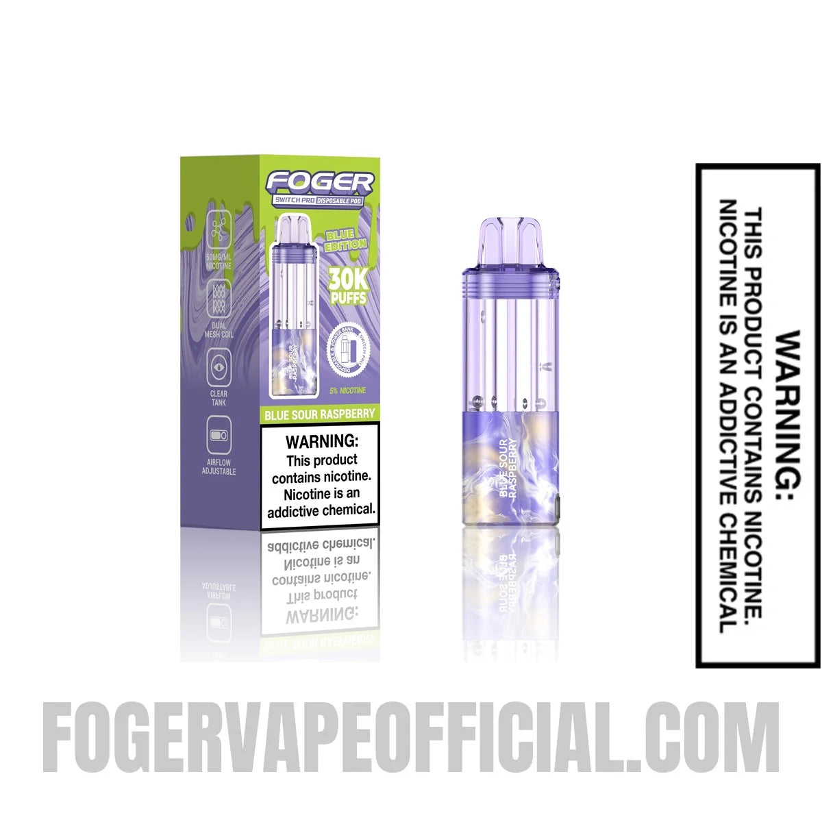 Blue Sour Raspberry Foger Switch Pro Disposable Pod with retail packaging