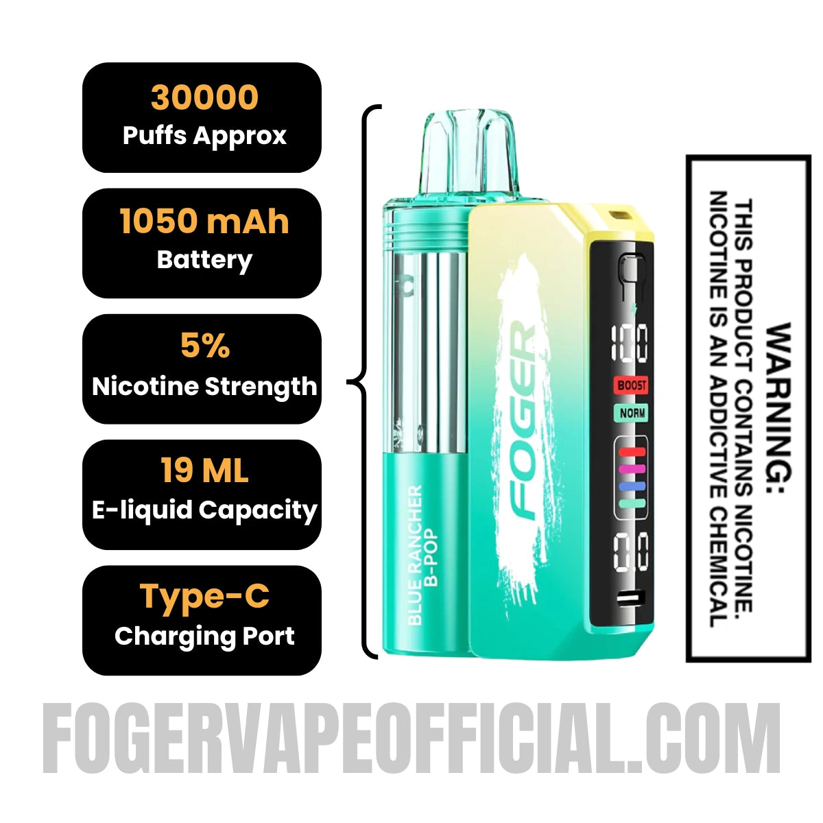 Blue Rancher B-POP Foger Switch Pro Vape Kit 30K Puffs Blue Rancher B-POP Foger Switch Pro Vape Kit 30K Puffs