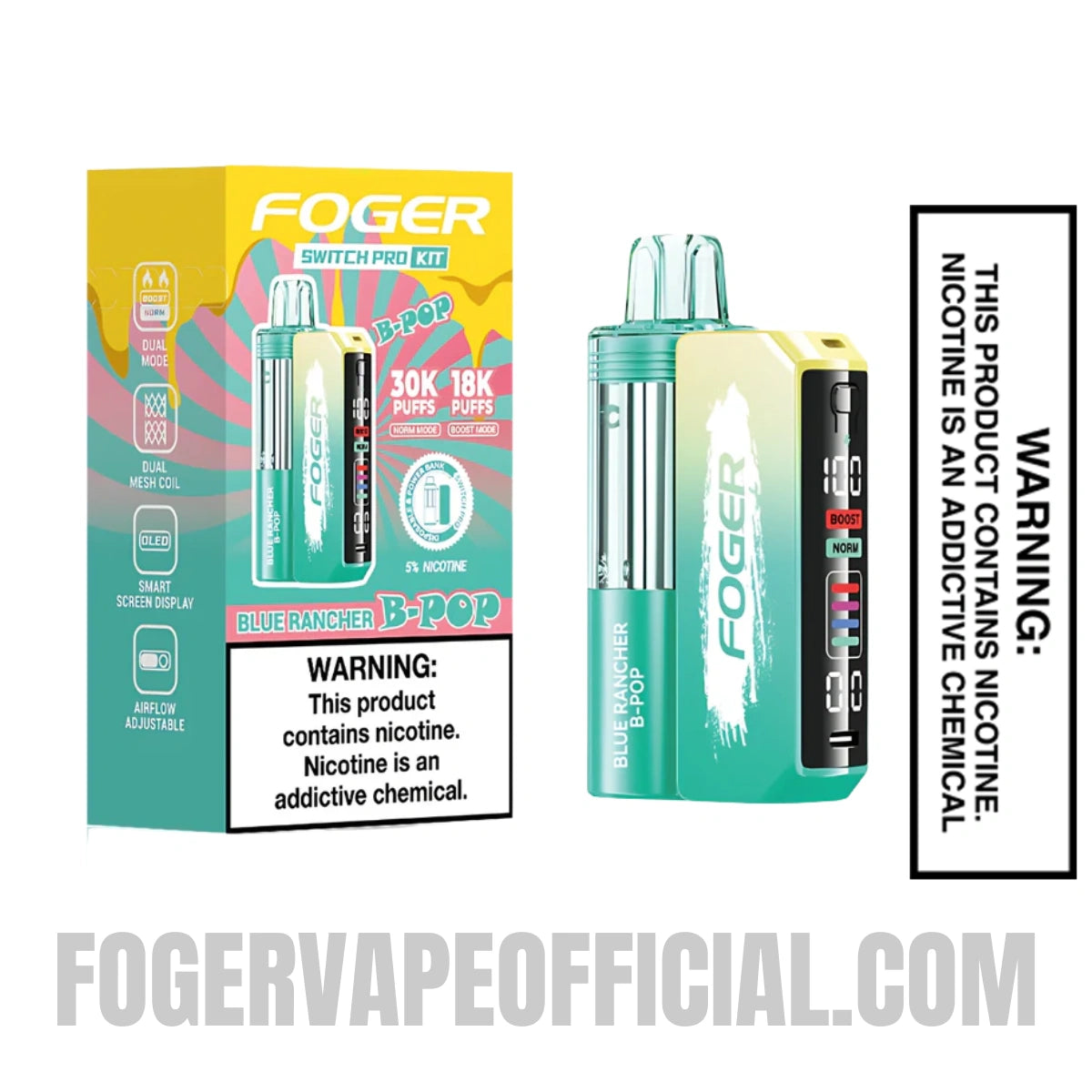 Blue Rancher B-POP Foger Switch Pro Vape Kit 30K Puffs Blue Rancher B-POP Foger Switch Pro Vape Kit 30K Puffs