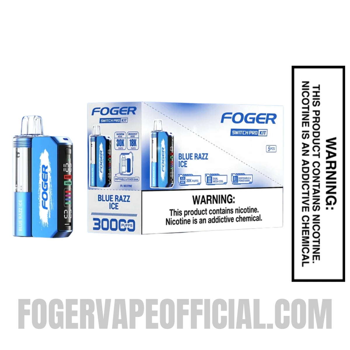 Blue Razz Ice Foger Switch Pro Vape Kit 30K Puffs With Bundle Pack