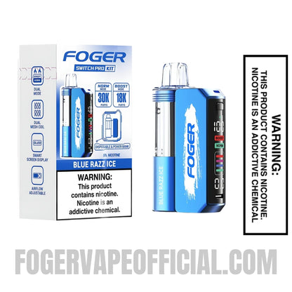 Blue Razz Ice Foger Switch Pro Vape Kit 30K Puffs With Package Box