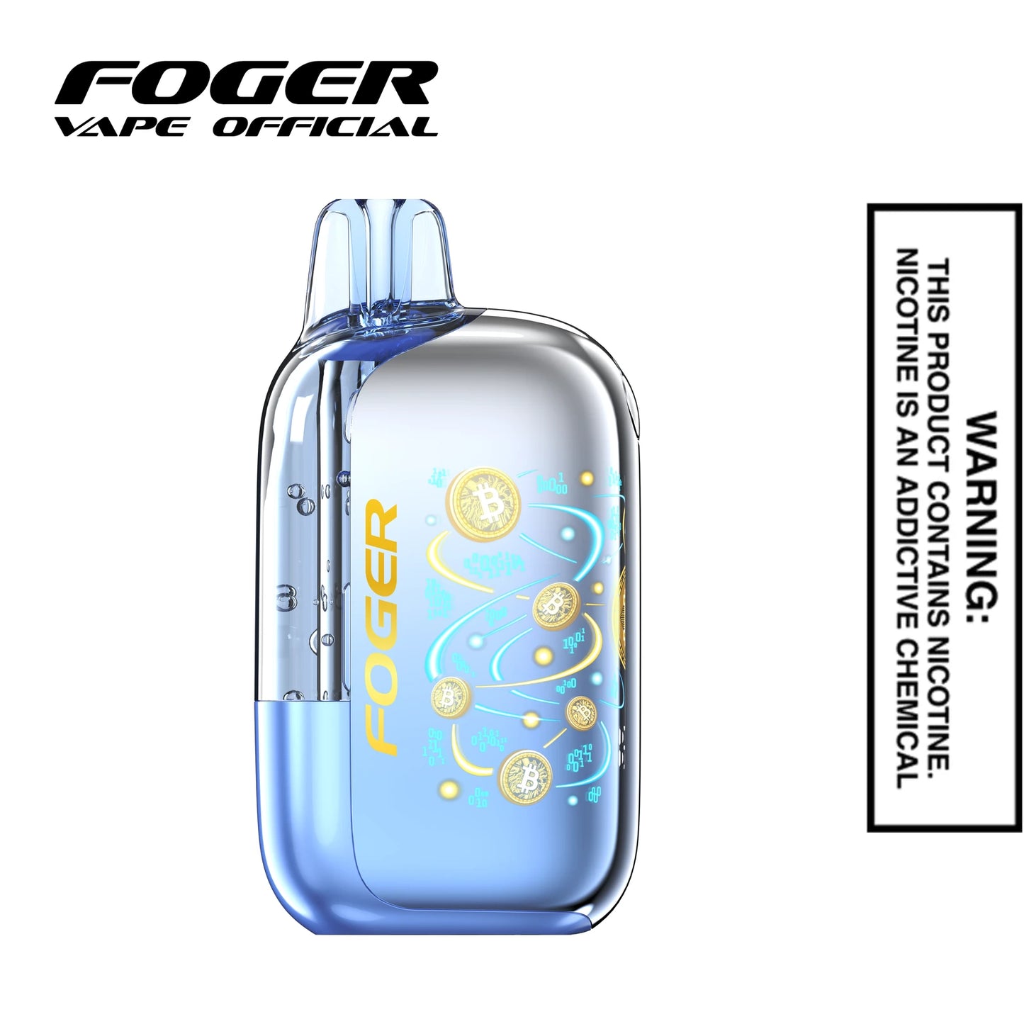 Front view of the Blueberry Freezer Jam Foger Bit 35K disposable vape showing the clear tank and smart screen