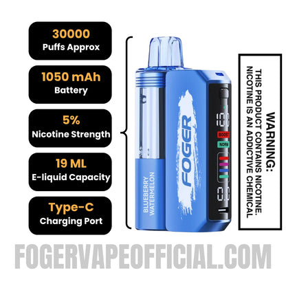 Blueberry Watermelon Foger Switch Pro Vape Kit 30K Puffs Specifications
