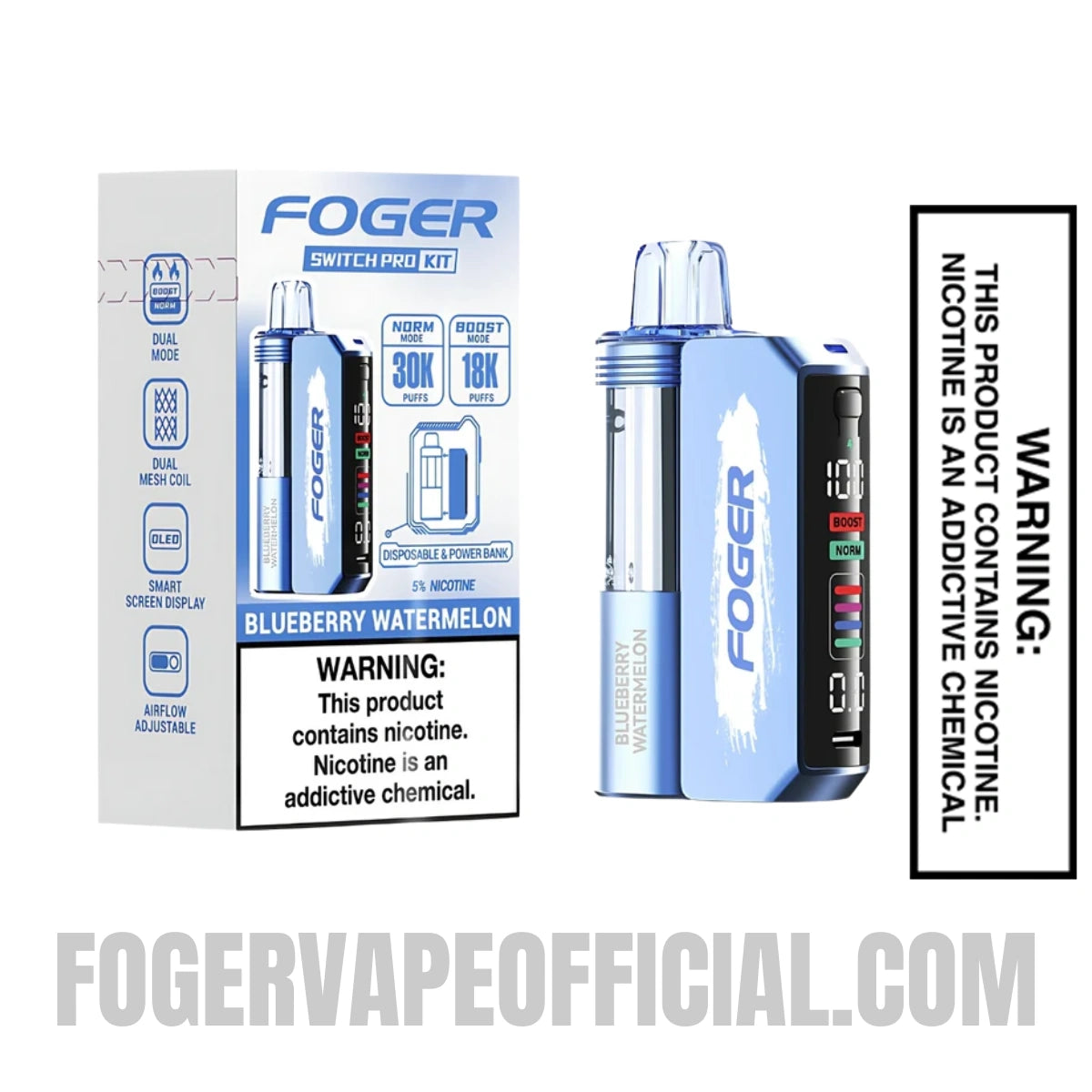 Blueberry Watermelon Foger Switch Pro Vape Kit 30K Puffs With Package Box