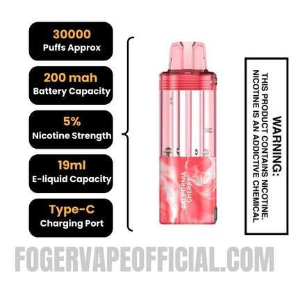 California Cherry Foger Switch Pro 30K Disposable Vape Pod Specifications