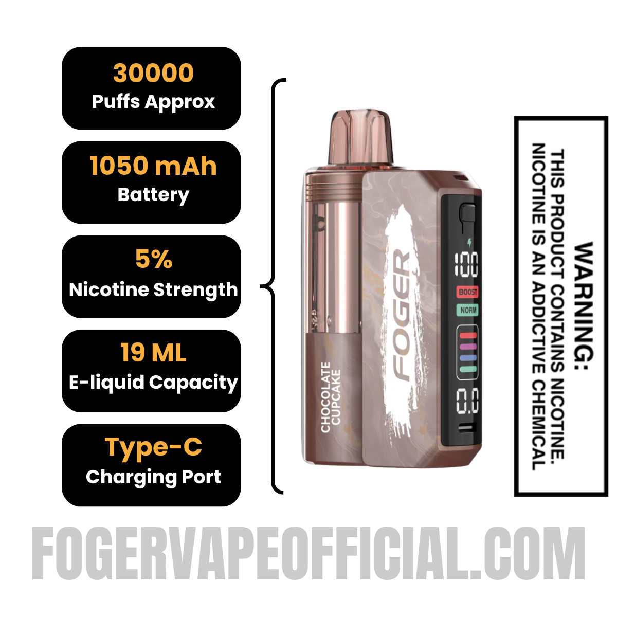 Chocolate Cupcake Foger Switch Pro Kit 30K Puffs