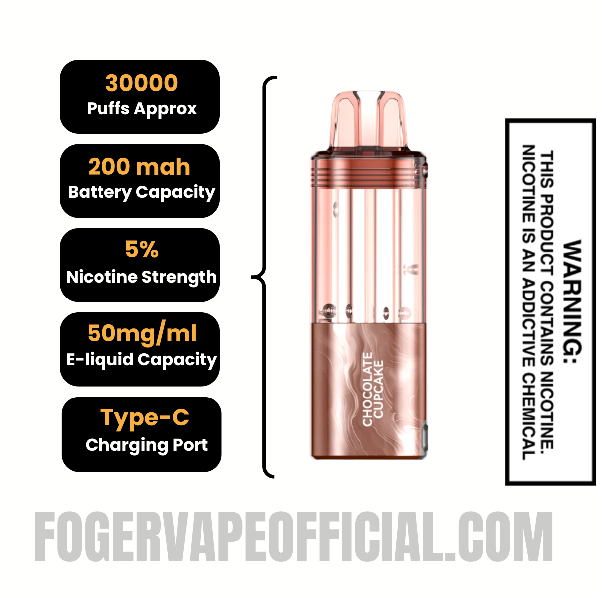 Chocolate Cupcake Foger Switch Pro 30K Disposable Pod