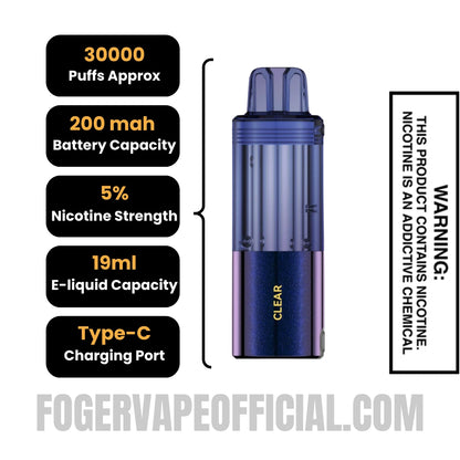 Clear Foger Switch Pro 30K Disposable Pod Specifications