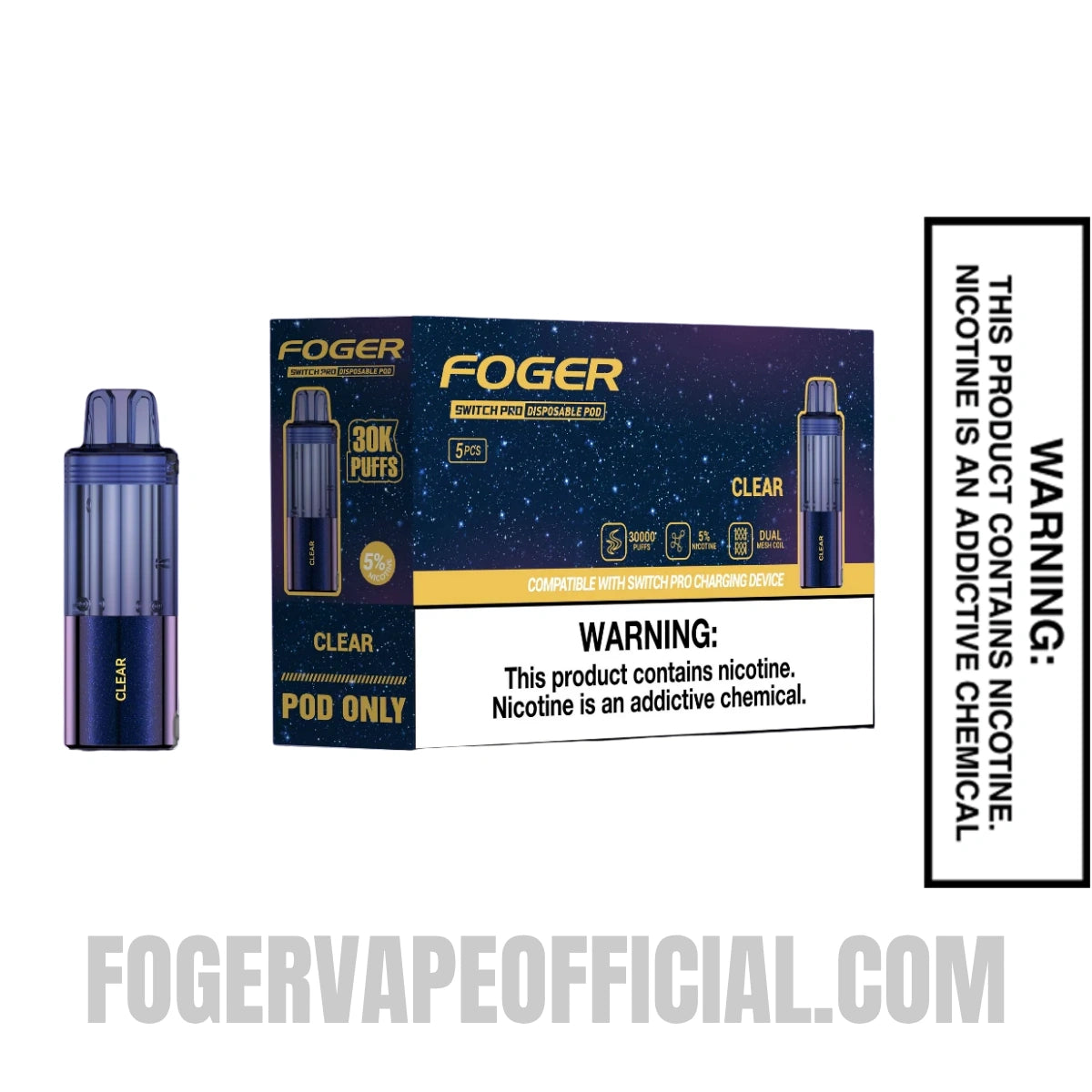 Clear Foger Switch Pro 30K Disposable Pod With Bundle Pack