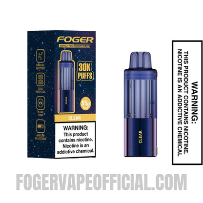 Clear Foger Switch Pro 30K Disposable Pod with Package Box