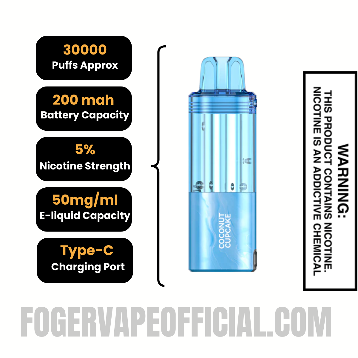Coconut Cupcake Foger Switch Pro 30K Disposable Pod