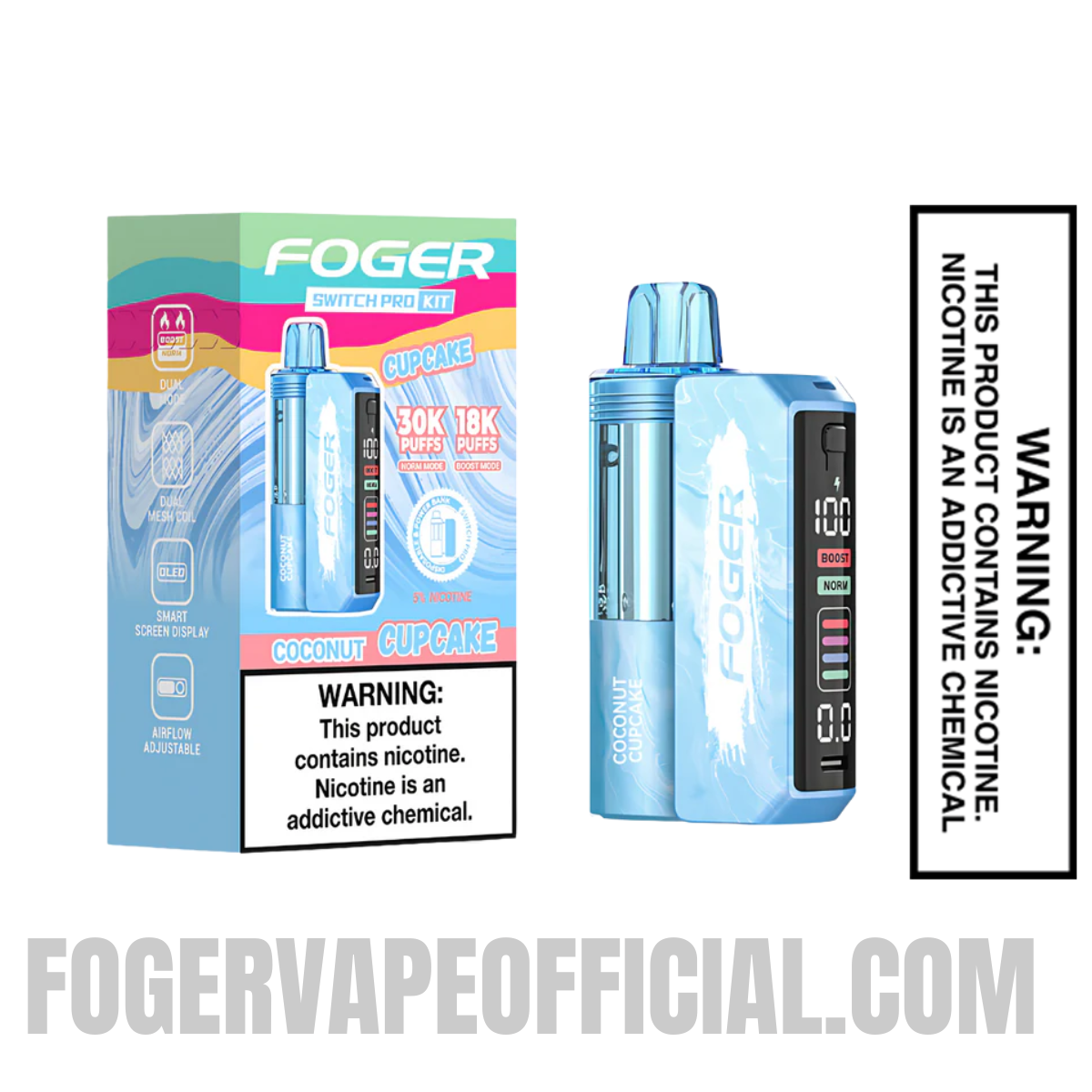 Coconut Cupcake Foger Switch Pro 30K Disposable Vape Kit with bundle box