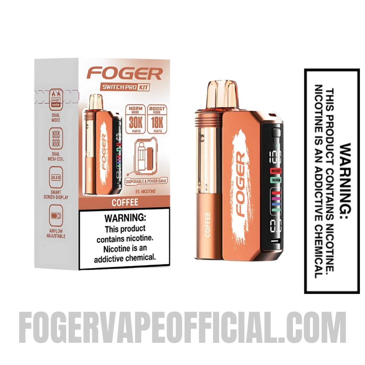 Coffee Foger Switch Pro Vape Kit 30K Puffs With Package Box