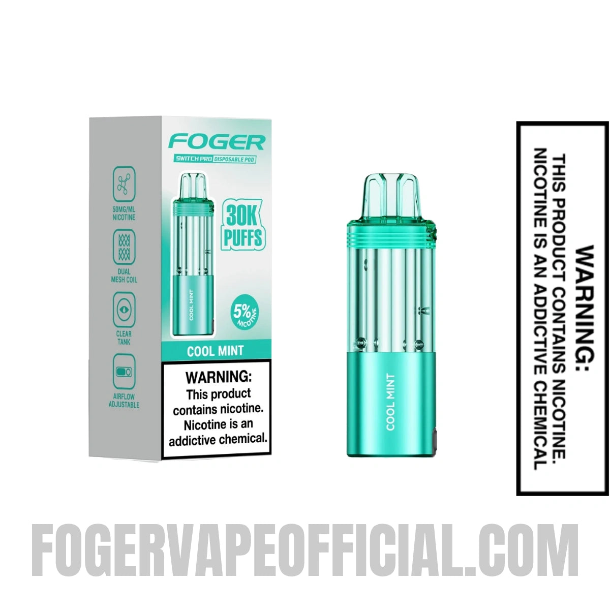 Cool Mint Foger Switch Pro 30K Disposable Pod With Package Box