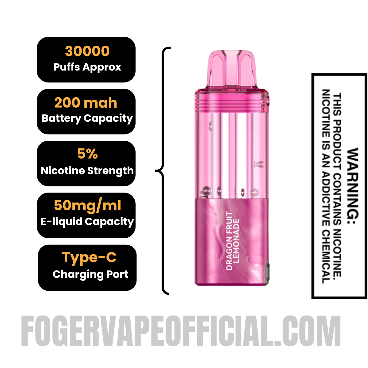 Dragon Fruit Lemonade Foger Switch Pro 30K Disposable Pod