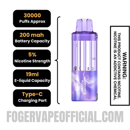 Frozen Blackberry Foger Switch Pro 30K Disposable Vape Pod Specifications