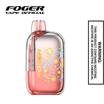 Front view of the Frozen Cherry Foger Bit 35K disposable vape showing the clear tank and smart screen