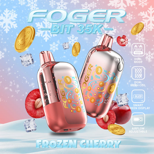 Frozen Cherry Foger Bit 35K disposable vape with ripe cherries and ice