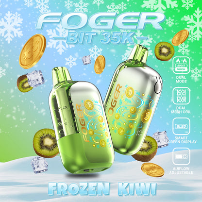 Frozen Kiwi Foger Bit 35K disposable vape with sliced kiwi fruit and ice
