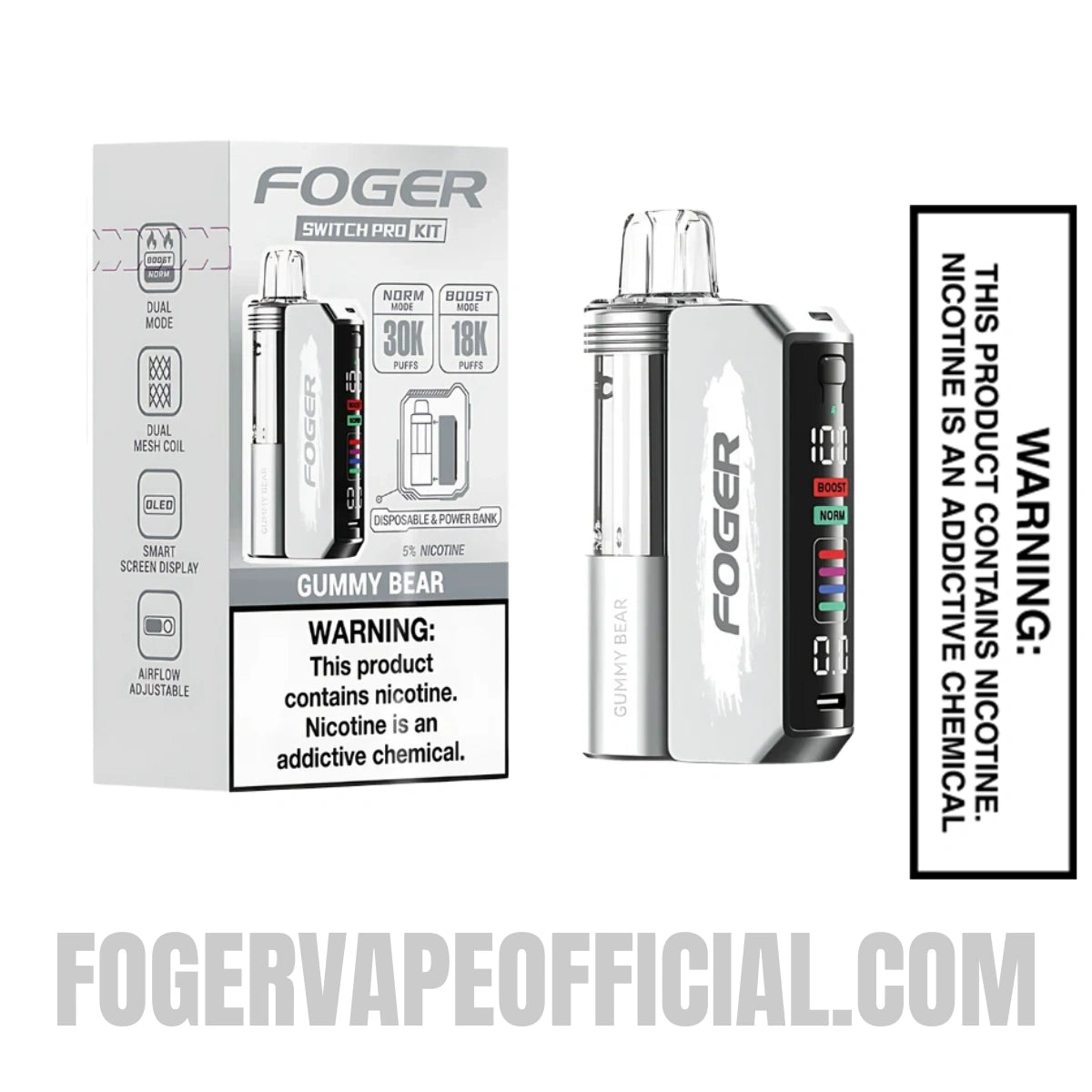 Gummy Bear Foger Switch Pro Vape Kit 30K Puffs With Package Box