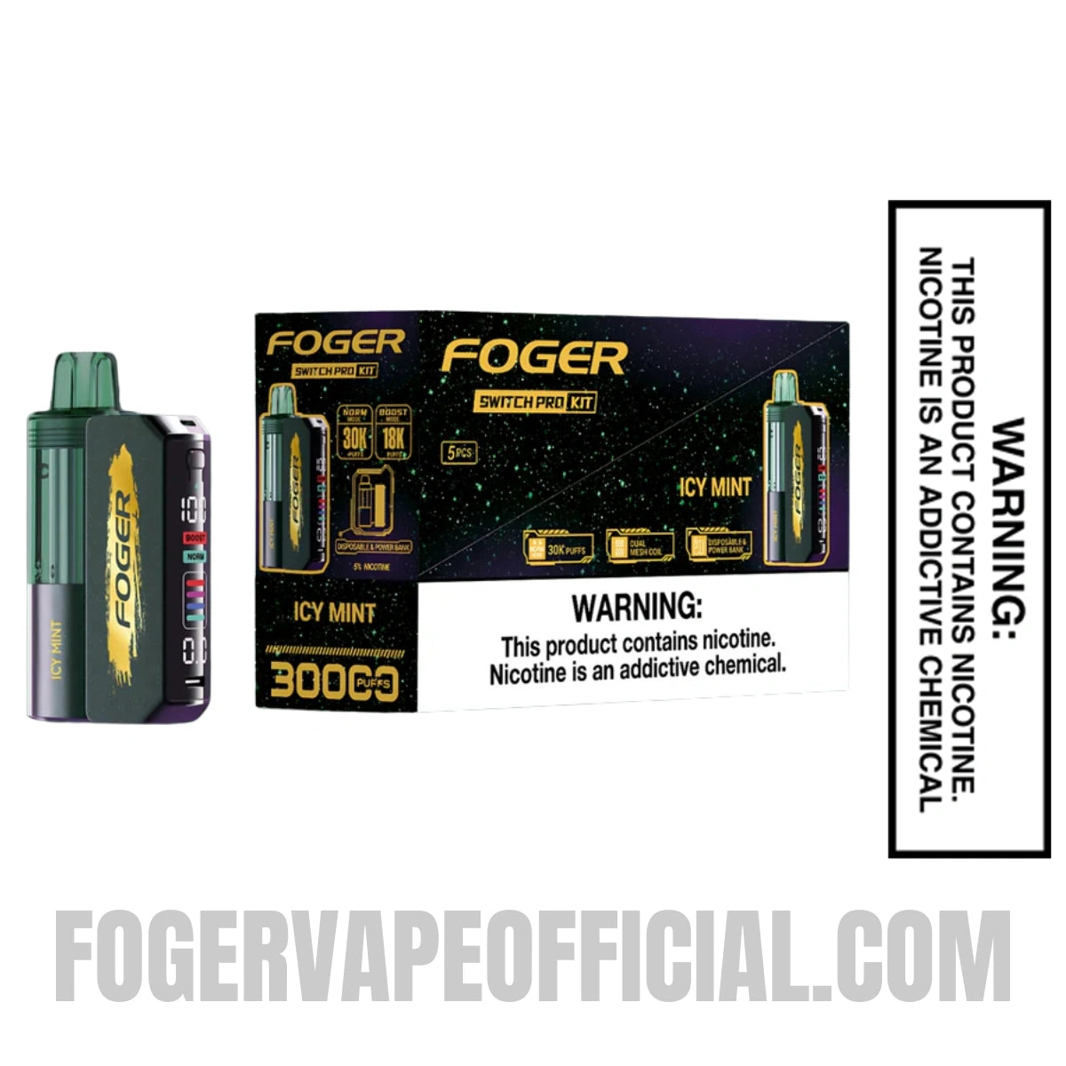 Icy Mint Foger Switch Pro Vape Kit 30K Puffs With Bundle Box