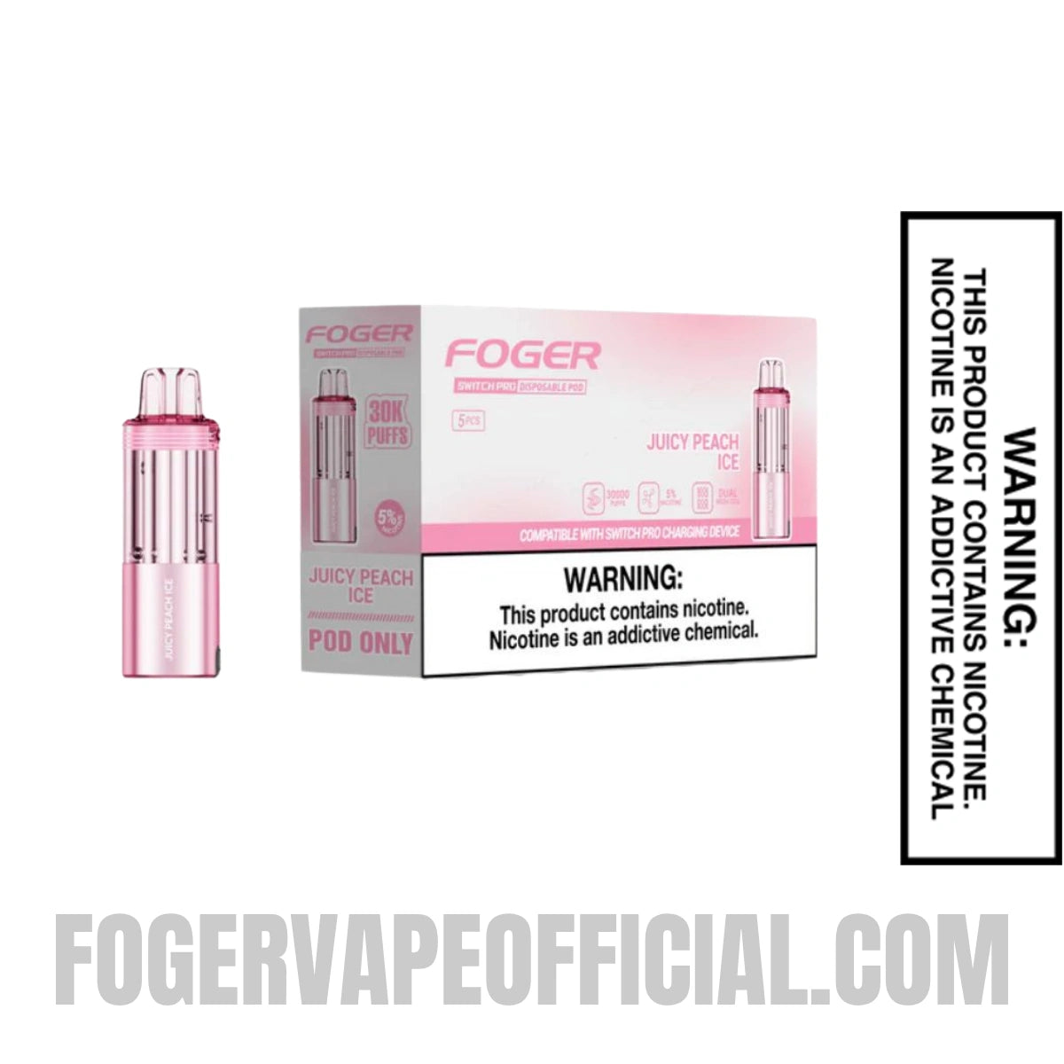 Juicy Peach Ice Foger Switch Pro 30K Disposable Pod With Bundle Pack