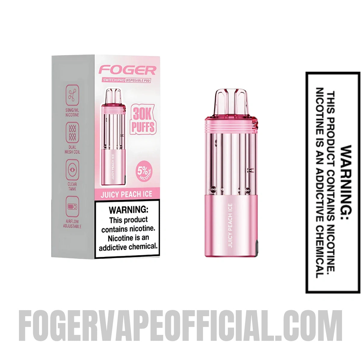 Juicy Peach Ice Foger Switch Pro 30K Disposable Pod with Package Box
