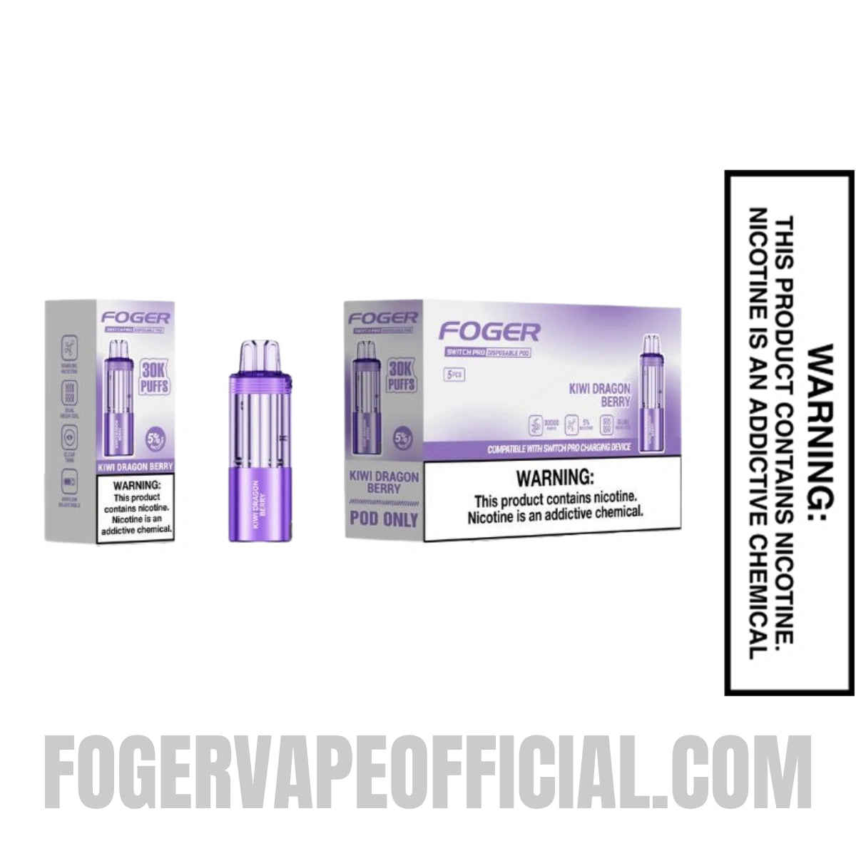 Kiwi Dragon Berry Foger Switch Pro 30K Disposable Pod with Bundle Pack