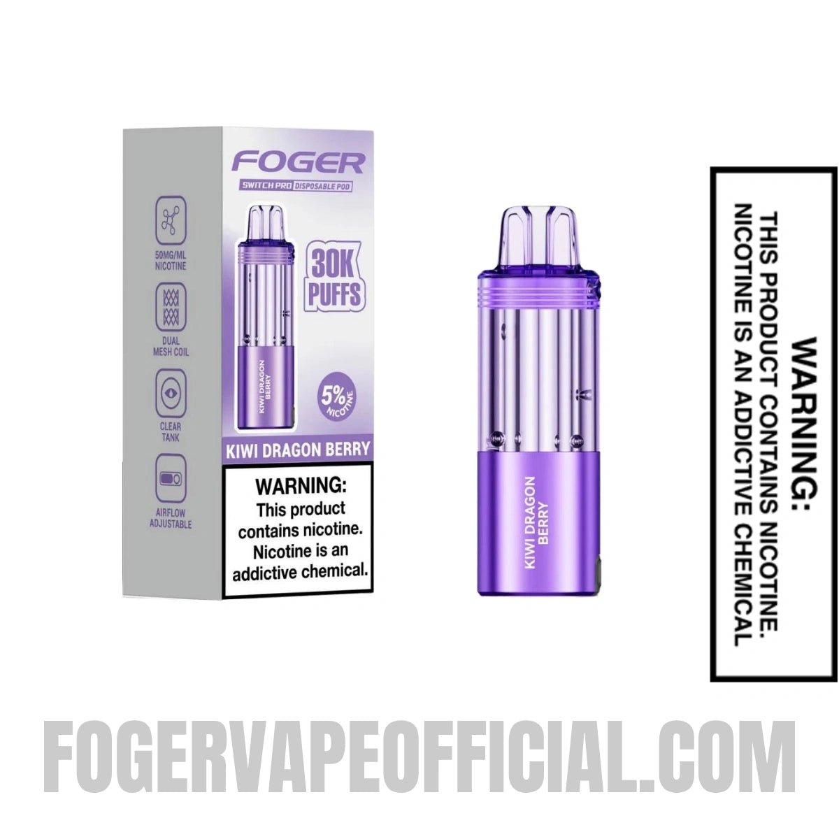 Kiwi Dragon Berry Foger Switch Pro 30K Disposable Pod with Package Box