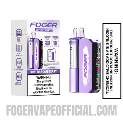 Kiwi Dragon Berry Foger Switch Pro Vape Kit 30K Puffs with package box