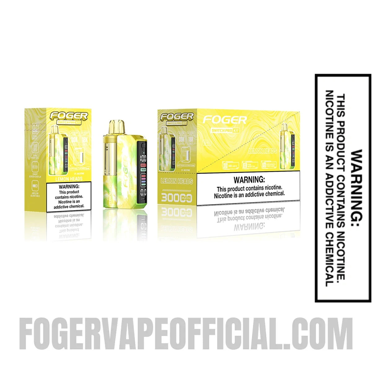 Lemon Heads Foger Switch Pro Vape Kit device with single and multi pack packaging