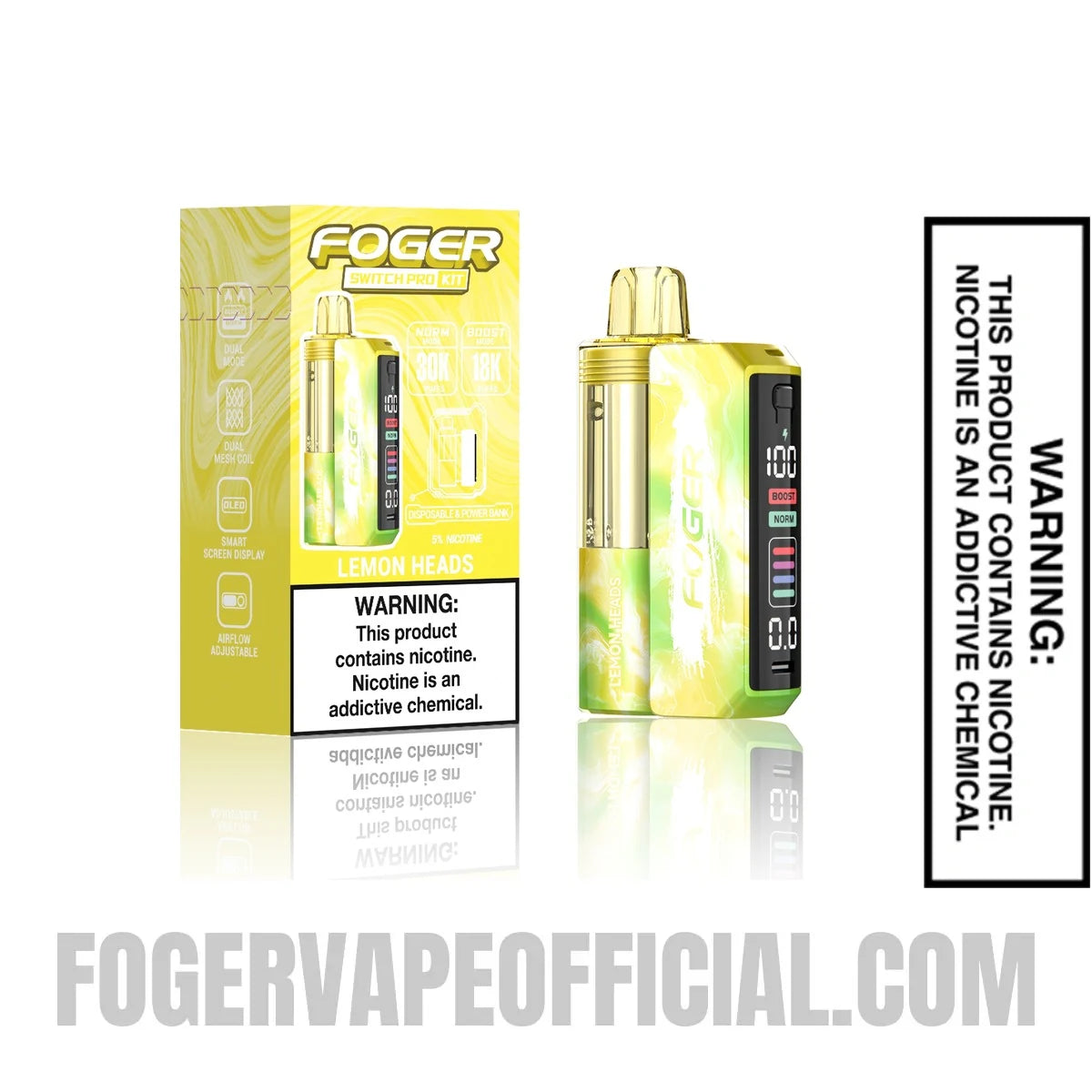 Lemon Heads Foger Switch Pro Vape Kit with retail packaging