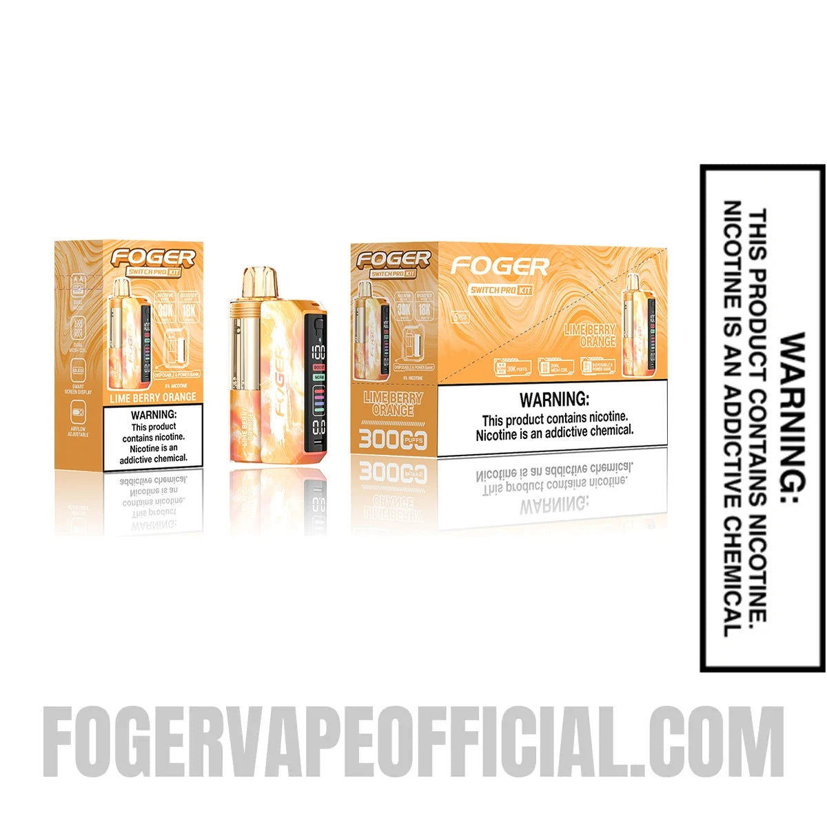 Lime Berry Orange Foger Switch Pro Vape Kit device with single and multi pack packaging