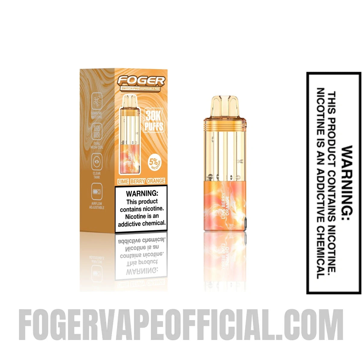 Lime Berry Orange Foger Switch Pro Disposable Pod with retail packaging