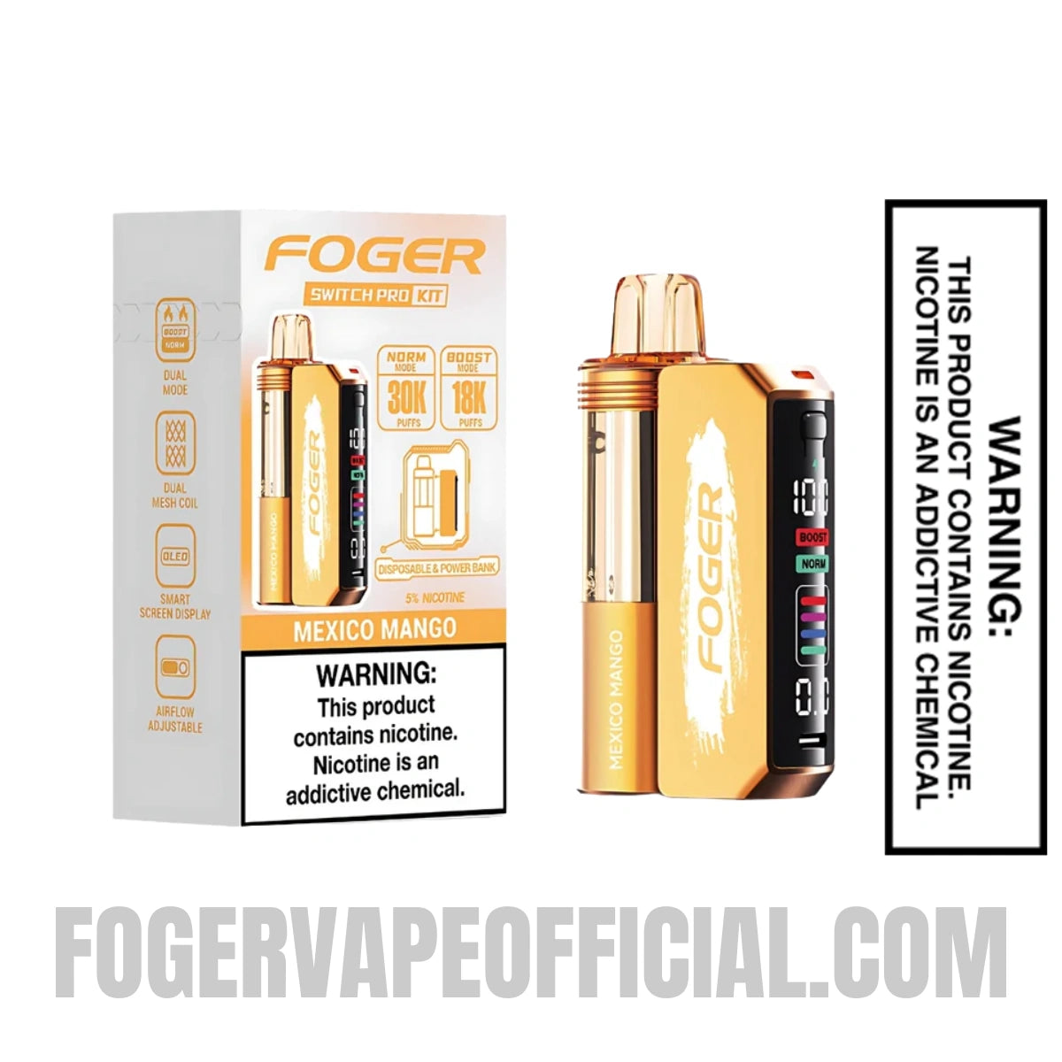 Mexico Mango Foger Switch Pro Vape Kit 30K Puffs with Package Box