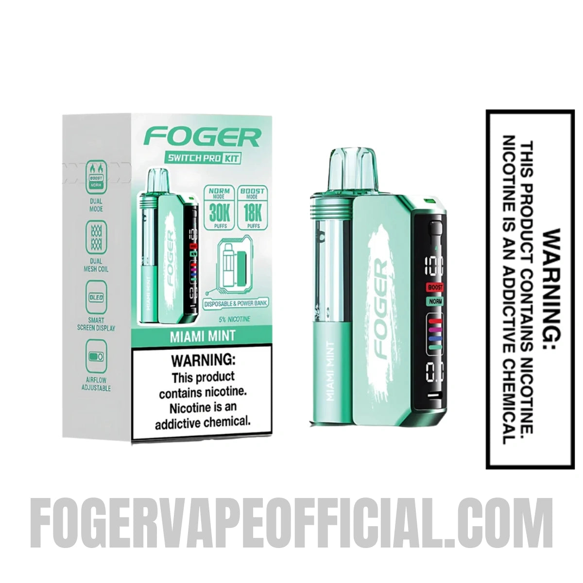 Miami Mint Foger Switch Pro Vape Kit 30K Puffs With Package Box