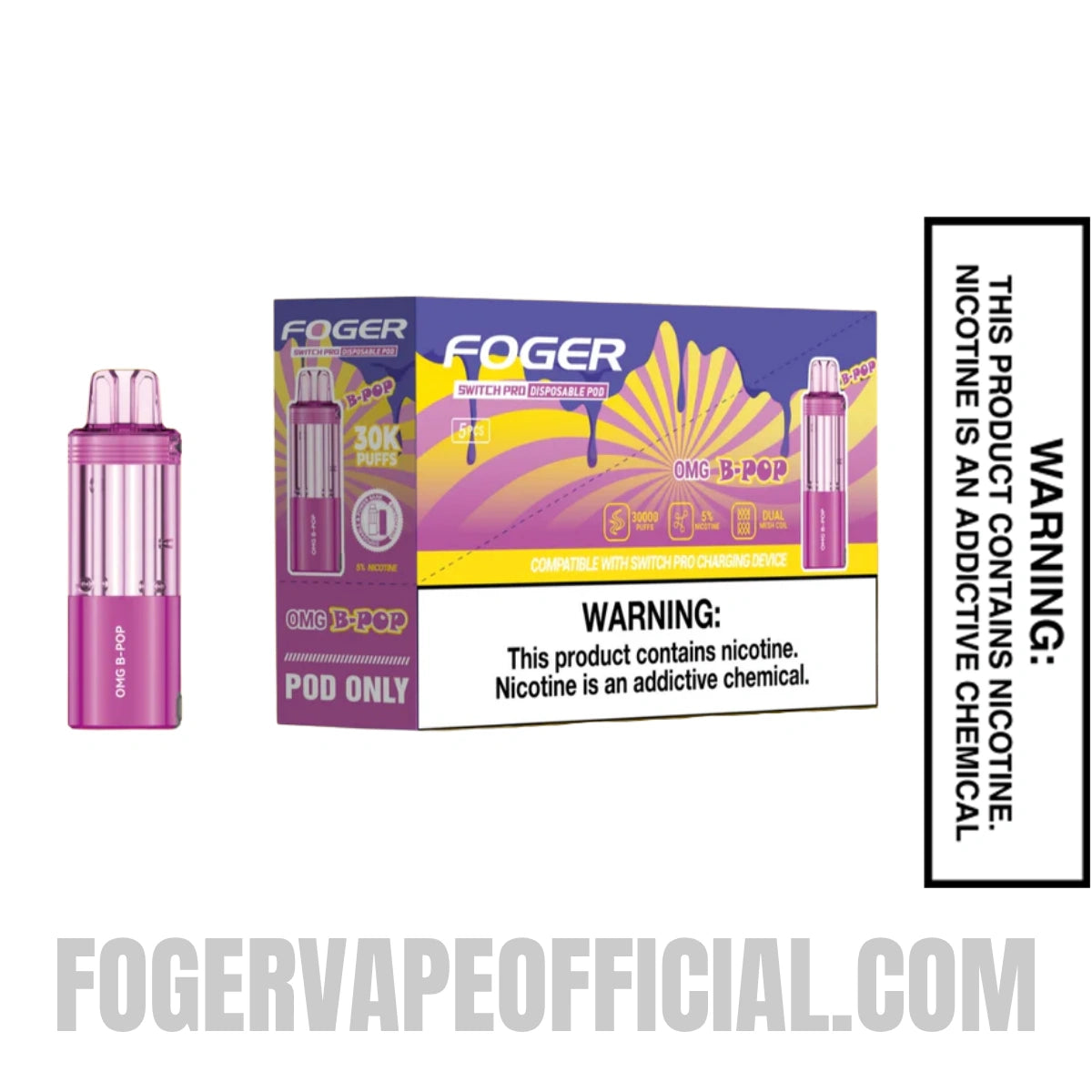 OMG B-POP Foger Switch Pro 30K Disposable Pod With Bundle Pack